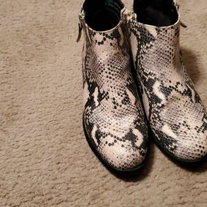 Faux snake skin booties